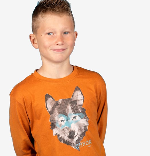 Koszulka t-shirt z Długim Rękawem chłopięca dziecięca bawełna Wilk 146 Endo Endo