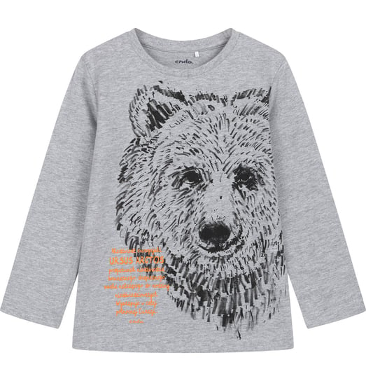 Koszulka T-shirt z Długim Rękawem chłopięca dziecięca z niedźwiedziem  116 Endo Endo