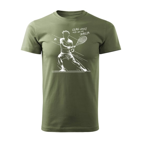 Koszulka tenis tenisowa z rakietą do tenisa ziemnego z tenisistą tenisem ziemnym męska khaki REGULAR-S Topslang