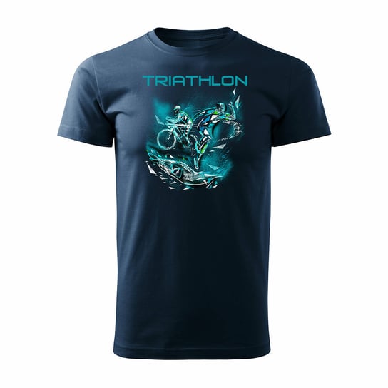 Koszulka triathlon triathlonowa dla biegacza swimrun maraton męska granatowa REGULAR-L TUCANOS