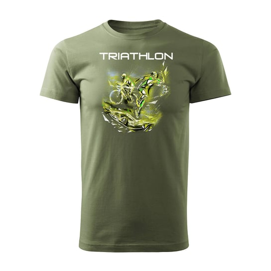 Koszulka triathlon triathlonowa dla biegacza swimrun maraton męska khaki REGULAR-L TUCANOS
