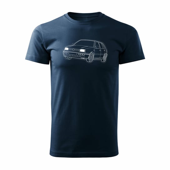 Koszulka VW Golf 3 z samochodem Golf 3 męska granatowa REGULAR - S Topslang