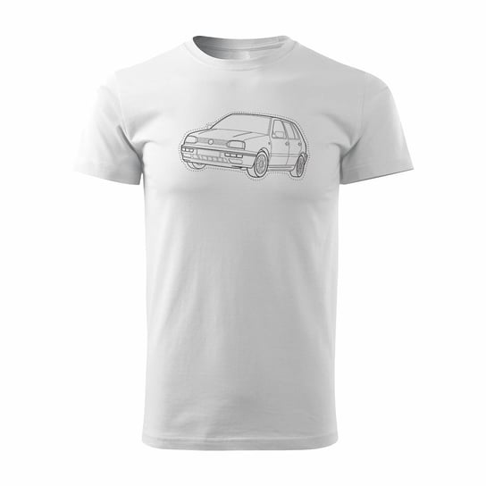 Koszulka VW Golf 3 z samochodem Golf męska biały REGULAR - L Topslang