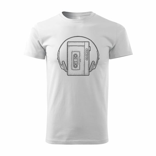 Koszulka walkman z walkmanem kaseta dla DJ męska biała REGULAR-L TUCANOS
