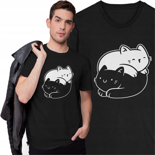 Koszulka Yin Yang Kot Medytacja Równowaga T-shirt z Kotem Kotkiem Inna marka