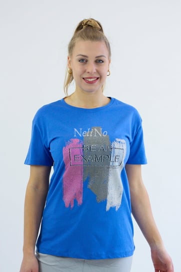 Koszulka z aplikacją i cekinami Example Niebieska S Nelino