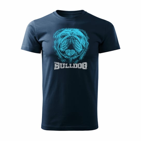 Koszulka z buldogiem angielskim bulldog angielski męska granatowa REGULAR-L TUCANOS