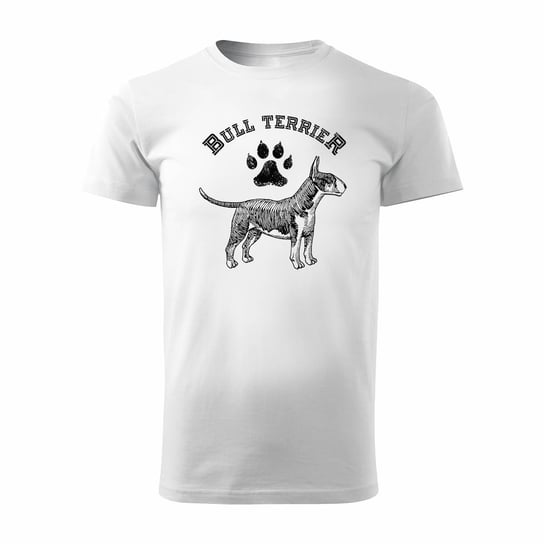 Koszulka z bulterierem bulterier bull terrier męska biała REGULAR-S TUCANOS