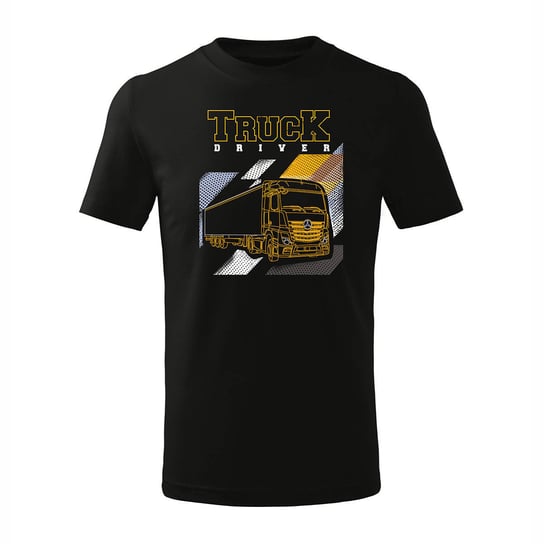Koszulka z ciężarówką ciągnik siodłowy dla kierowcy TIR dziecięca czarna-110 cm/4 lata TUCANOS