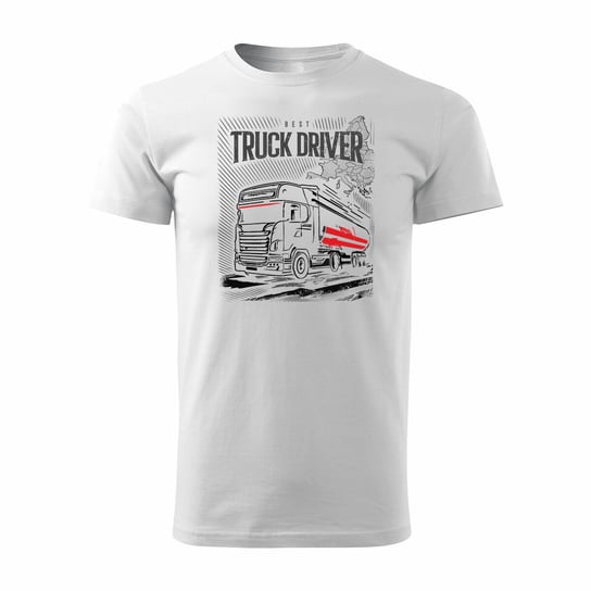 Koszulka z ciężarówką Scania silos silosem prezent dla kierowcy Tira TIR męska biała REGULAR-XL Inna marka
