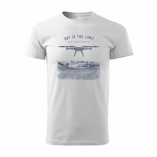 Koszulka z dronem dron drone DJI Sky is the limit męska biała-S TUCANOS