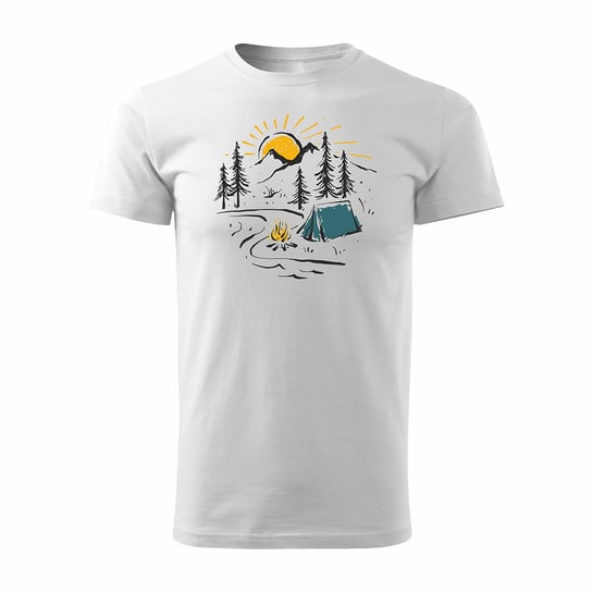 Koszulka z górami w góry biwak namiot tatry outdoor trekkingowa męska biała REGULAR - XXL Topslang