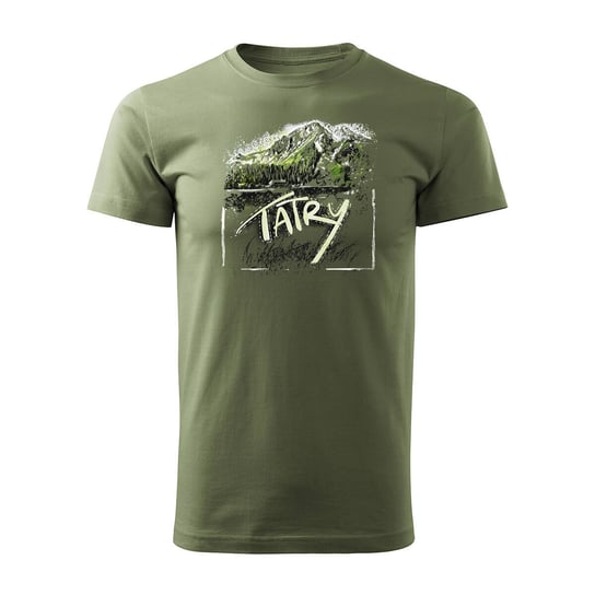 Koszulka Z Górami W Góry Turystyczna Z Tatrami Tatry Słowacja Trekkingowa Męska Khaki Regular-L Inna marka