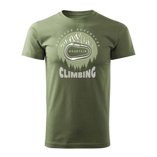 Koszulka z górami w góry wspinaczka climbing karabińczyk męska khaki REGULAR - L Topslang