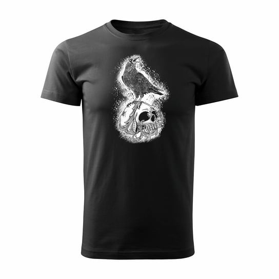 Koszulka z krukiem kruk z czaszką czaszka męska czarna REGULAR-L TUCANOS