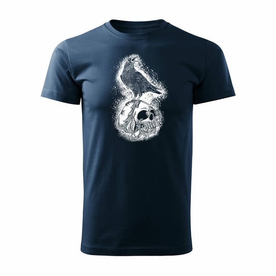 Koszulka z krukiem kruk z czaszką czaszka męska granatowa REGULAR-M TUCANOS