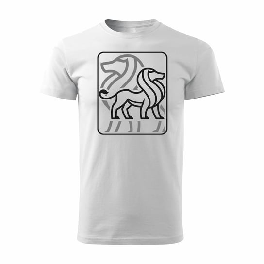 Koszulka z lwem znak zodiaku lew z lwami lwy męska biała REGULAR-L TUCANOS