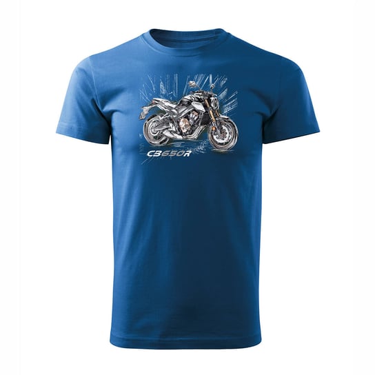 Koszulka z motocyklem na motor Honda CB650R CB 650 R męska niebieska REGULAR-L Inna marka