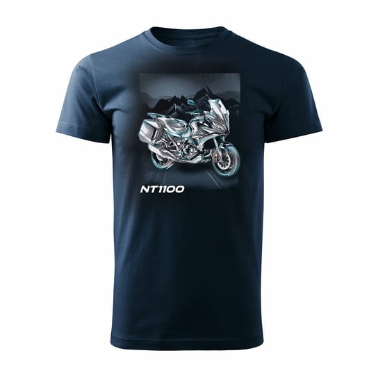 Koszulka Z Motocyklem Na Motor Honda Nt 1100 Męska Granatowa Regular-S Inna marka