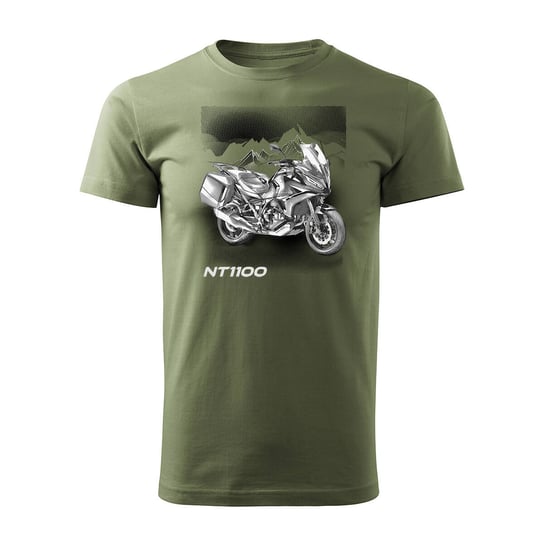 Koszulka Z Motocyklem Na Motor Honda Nt 1100 Męska Khaki Regular-L Inna marka
