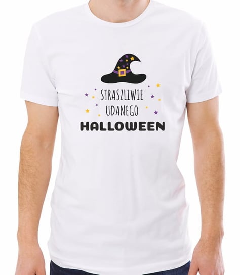 Koszulka Z Nadrukiem, Straszliwie Udanego Halloween, Męska, Biała, Rozmiar Xl Inna marka