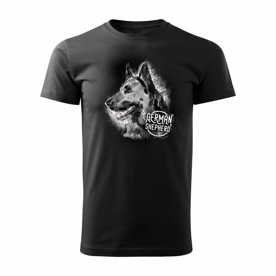 Koszulka z owczarkiem niemieckim owczarek niemiecki wilczur męska czarna REGULAR-L TUCANOS