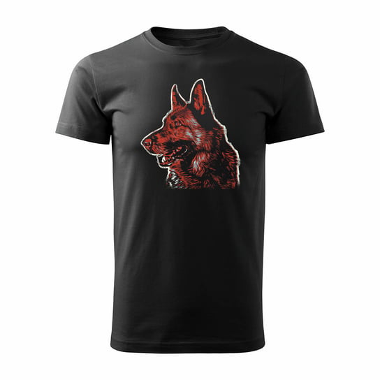Koszulka z owczarkiem niemieckim owczarek niemiecki wilczur męska czarna REGULAR-M TUCANOS