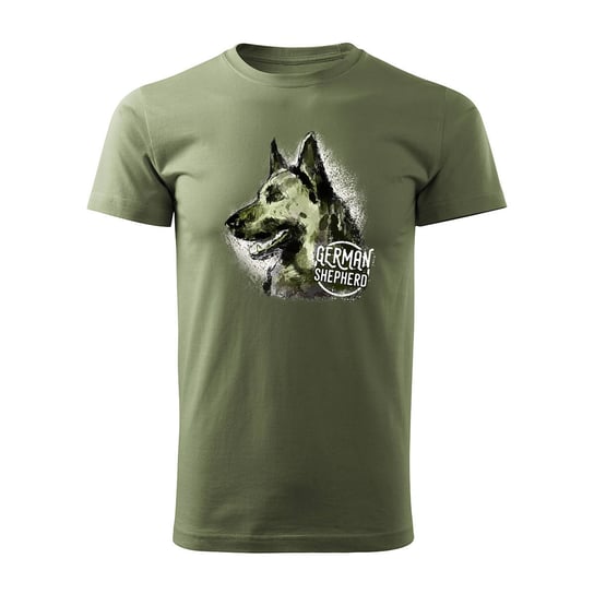 Koszulka z owczarkiem niemieckim owczarek niemiecki wilczur męska khaki REGULAR-XXL TUCANOS