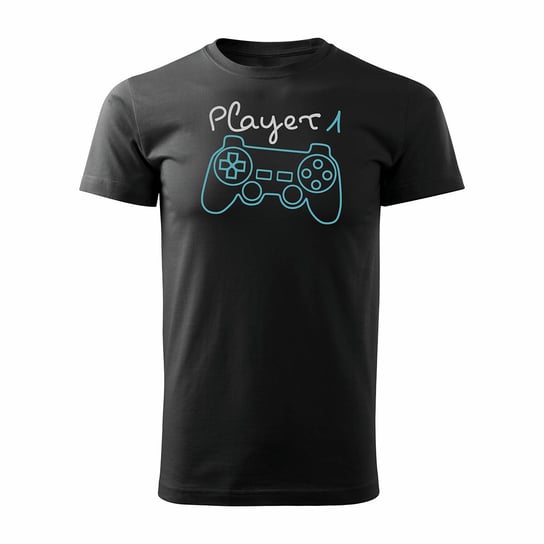 Koszulka z padem dla gracza gamer gamerska pad ps4 player 1 męska męska czarna-XL TUCANOS