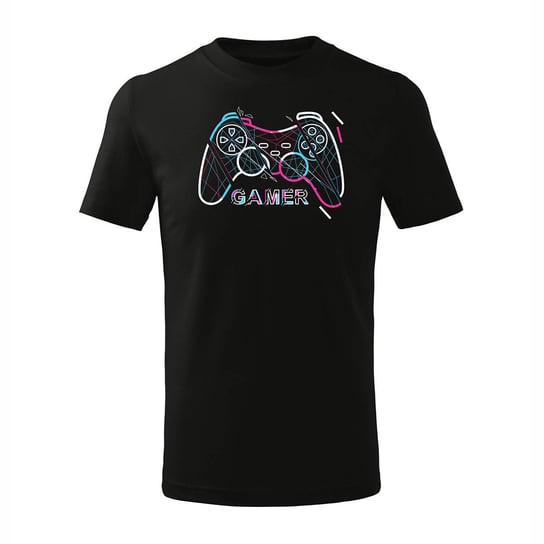 Koszulka z padem dla gracza gamer gamingowa ps 5 dziecięca czarna-134 cm/8 lat TUCANOS