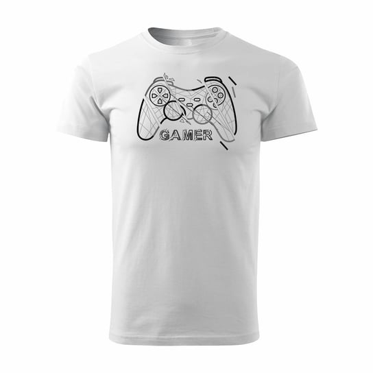 Koszulka z padem dla gracza gamer gamingowa ps 5 męska biała REGULAR-M TUCANOS