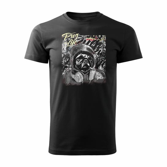 Koszulka z psem Mops mopsem mopsik street art urban męska czarna-M TUCANOS