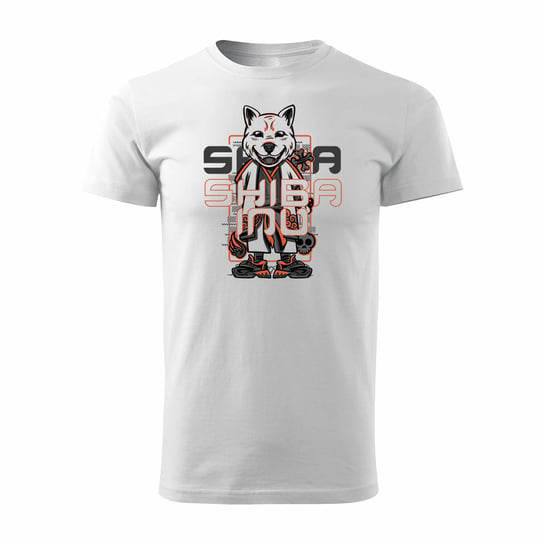 Koszulka z psem Shiba Inu męska biała REGULAR-XXL TUCANOS