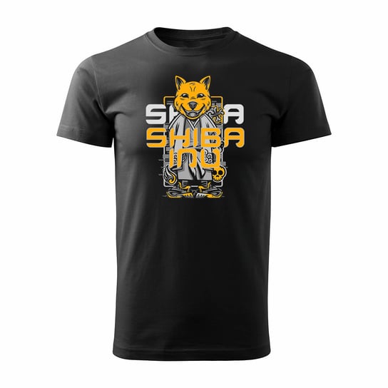 Koszulka z psem Shiba Inu męska czarna REGULAR-M TUCANOS