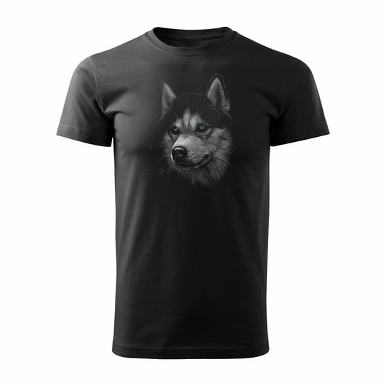 Koszulka z psem Siberian Husky męska czarna-XL TUCANOS