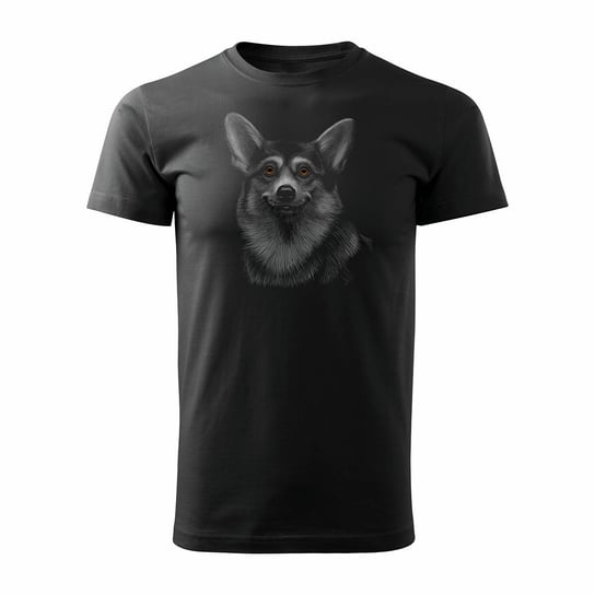 Koszulka z psem Welsh Corgi męska czarna-XL TUCANOS