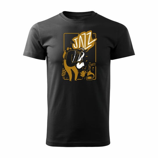 Koszulka z saksofonem jazz dla muzyka saksofonisty męska czarna REGULAR-L TUCANOS