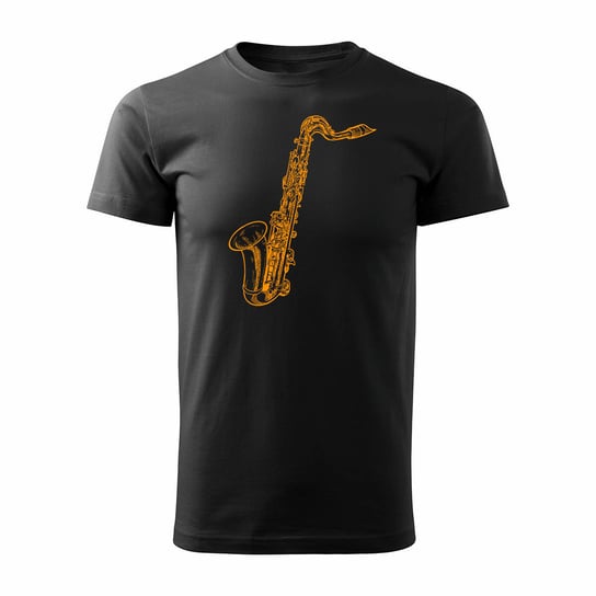 Koszulka z saksofonem jazz dla muzyka saksofonisty męska czarna REGULAR-L TUCANOS