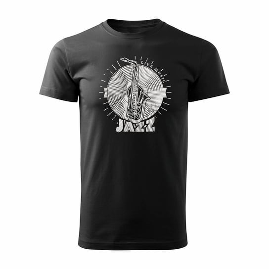 Koszulka z saksofonem jazz dla muzyka saksofonisty męska czarna REGULAR-M TUCANOS