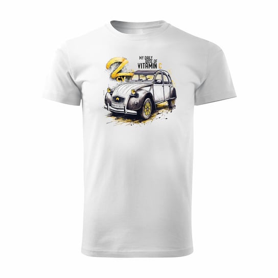 Koszulka Z Samochodem Citroen 2Cv 2 Cv Charleston Dla Pasjonatów Amerykańskiej Motoryzacji Kolekcjonerska Męska Biała Regular-M Inna marka