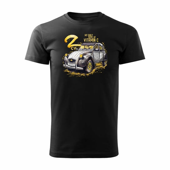 Koszulka Z Samochodem Citroen 2Cv 2 Cv Charleston Dla Pasjonatów Amerykańskiej Motoryzacji Kolekcjonerska Męska Czarna Regular-Xl Inna marka