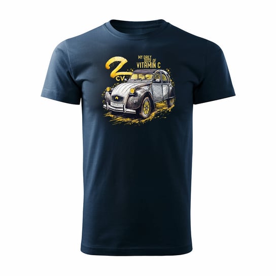 Koszulka Z Samochodem Citroen 2Cv 2 Cv Charleston Dla Pasjonatów Amerykańskiej Motoryzacji Kolekcjonerska Męska Granatowa Regular-S Inna marka