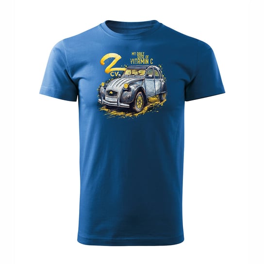 Koszulka Z Samochodem Citroen 2Cv 2 Cv Charleston Dla Pasjonatów Amerykańskiej Motoryzacji Kolekcjonerska Męska Niebieska Regular-Xxl Inna marka