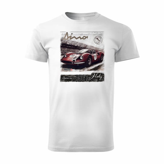 Koszulka Z Samochodem Ferrari Dino F1 Le Mans Kolekcjonerska Męska Biała Regular-Xl Inna marka