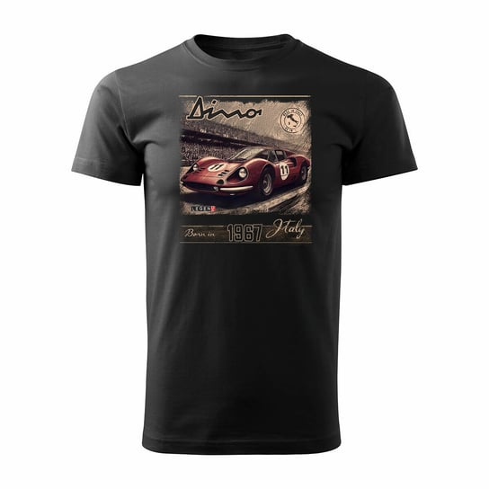 Koszulka Z Samochodem Ferrari Dino F1 Le Mans Kolekcjonerska Męska Czarna Regular-M Inna marka