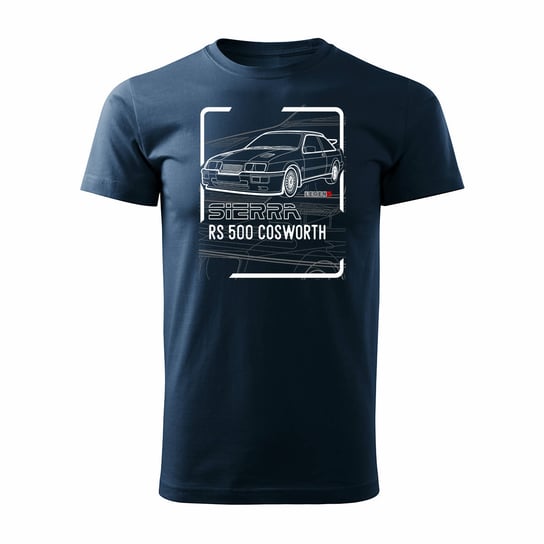 Koszulka z samochodem Ford Sierra RS 500 z Fordem Sierra RS 500 cosworth męska granatowa-L Inna marka