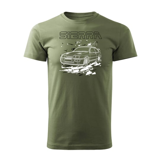 Koszulka z samochodem Ford Sierra RS 500 z Fordem Sierra RS 500 cosworth męska khaki-L Inna marka