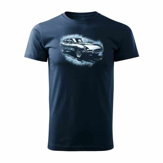 Koszulka Z Samochodem Jaguar Z Jaguarem E-Type E Type Etype Kolekcjonerska Męska Granatowa Regular-M Inna marka
