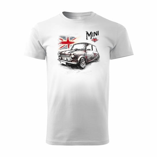 Koszulka Z Samochodem Mini Morris Mini Cooper Kolekcjonerska Męska Biała Regular-M Inna marka