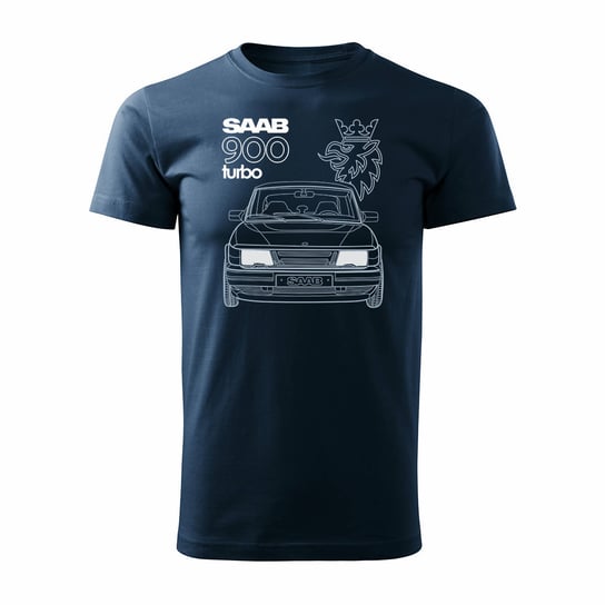 Koszulka z samochodem SAAB 900 Turbo saab krokodyl męska granatowa-M Inna marka